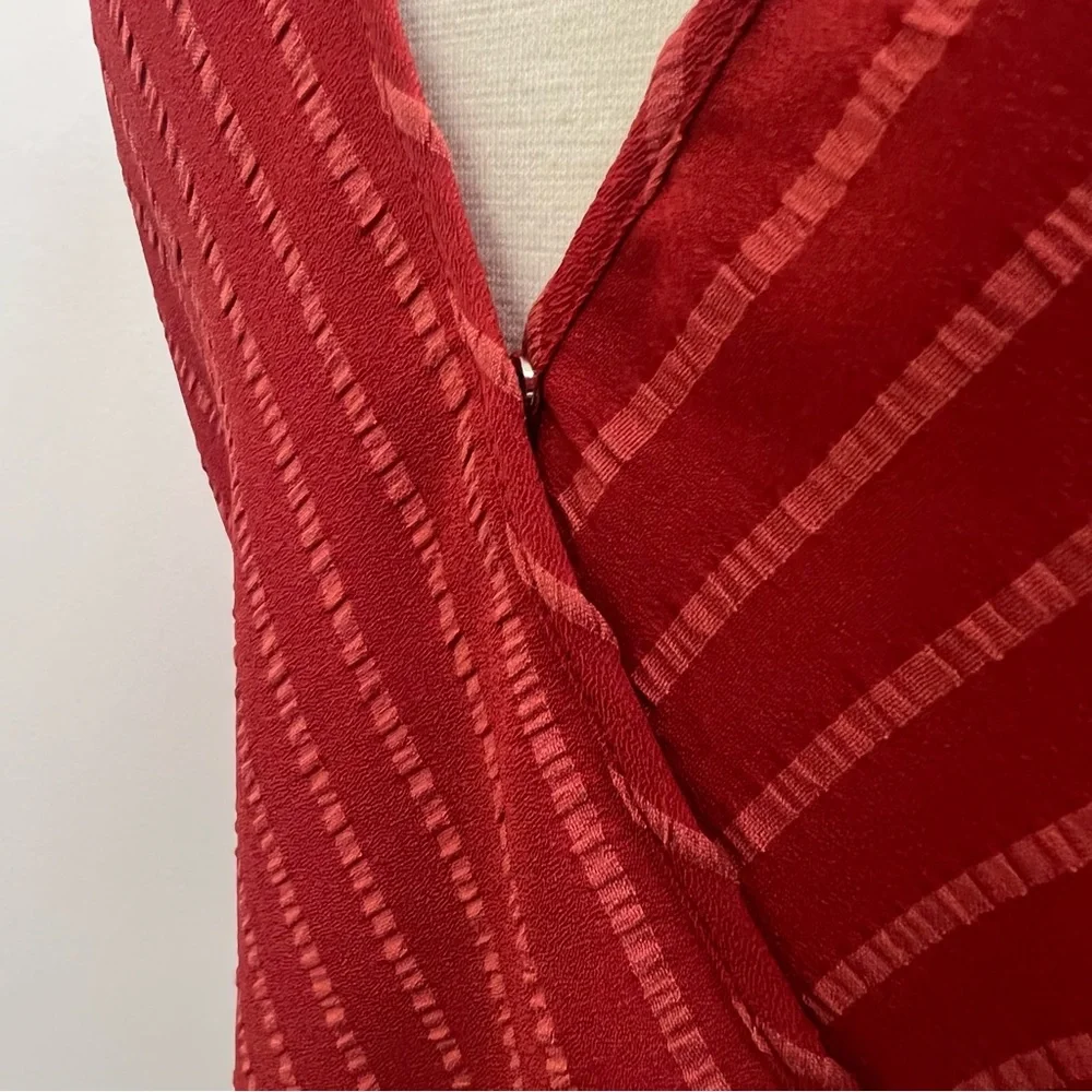 BCBGMAXAZRIA Long Sleeve Wrap Top in Venetian Red - Picture 5 of 8